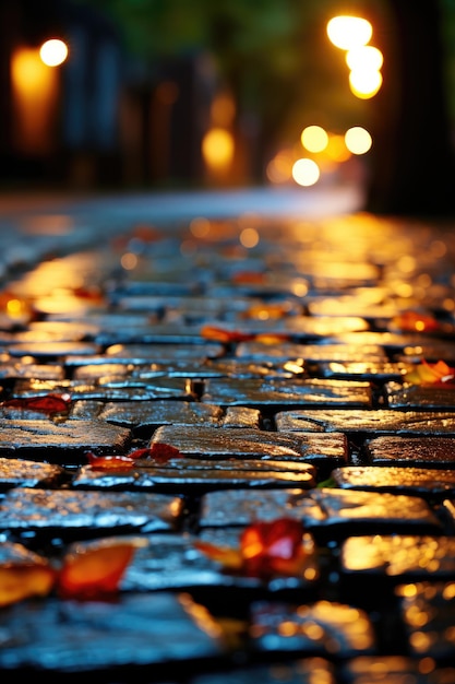 Die Straße vor meinem Haus ist von den Straßenlichtern beleuchtet.