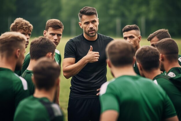 Foto die strategische planung und coaching-expertise als cheftrainer führt eine gruppe von spielern