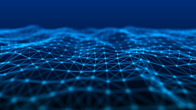 Die Struktur der Netzwerkverbindung von Punkten und Linien Datentechnologie Digitaler Hintergrund 3D-Rendering