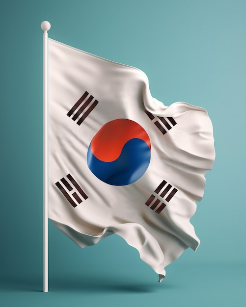 Die südkoreanische Flagge weht an einem Fahnenmast