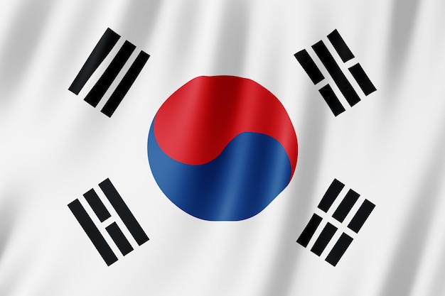 Die südkoreanische Flagge weht im Wind.