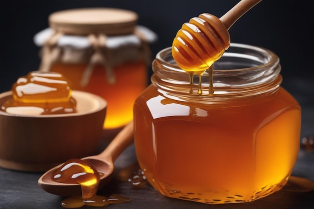 Die Süße der Natur Ein Glas goldener Honig
