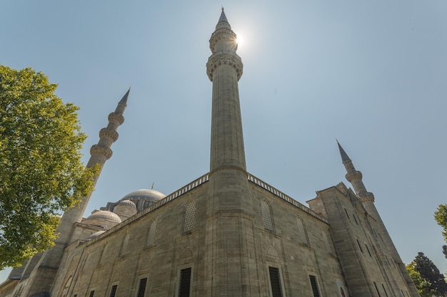 Die Sultan-Ahmed-Moschee Blaue Moschee und Blick auf den Brunnen vom Sultanahmet-Park in Istanbul