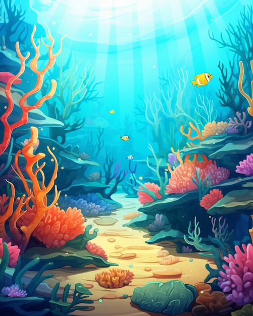 Die Szene von Meer und Pflanzen unter Wasser