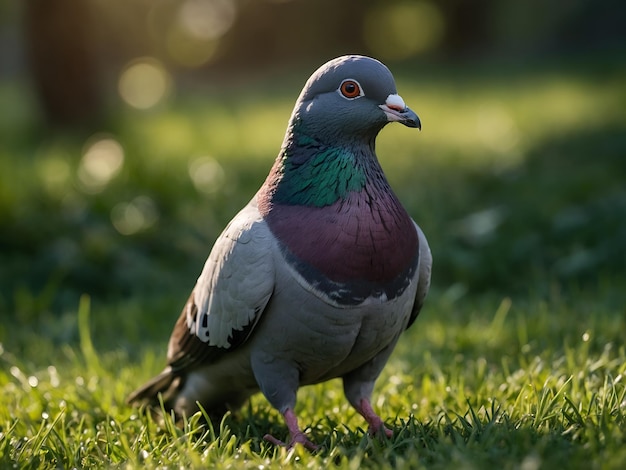 Die Taube sitzt im Freien