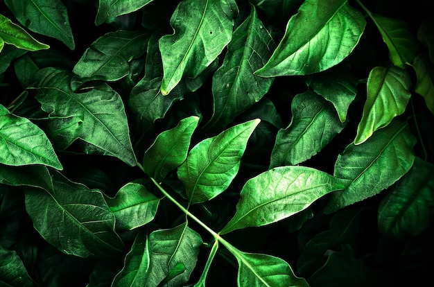 die Textur tropischer natürlicher Blätter auf dunkelgrünem Hintergrund tropischer Hintergrund