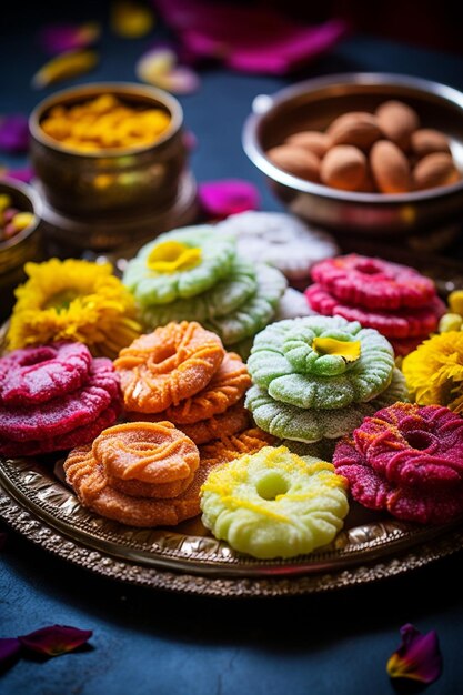 Foto die texturen und details der traditionellen süßigkeiten, die für gudi padwa zubereitet werden