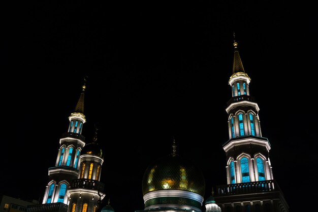 Die Türme der Grand Cathedral Moschee am Nachthimmel