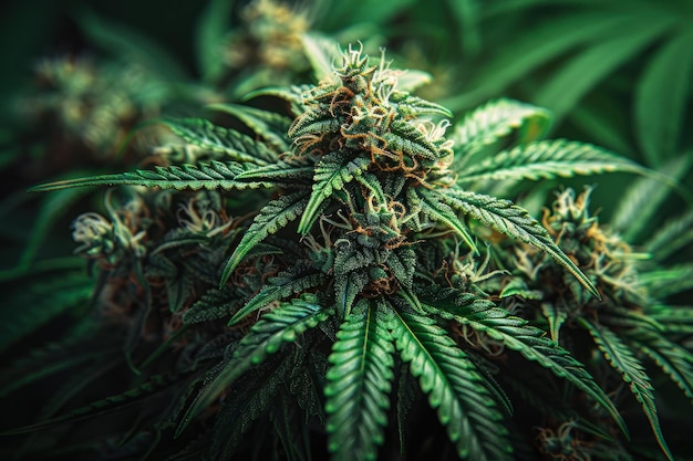 Foto die üppige cannabispflanze blüht