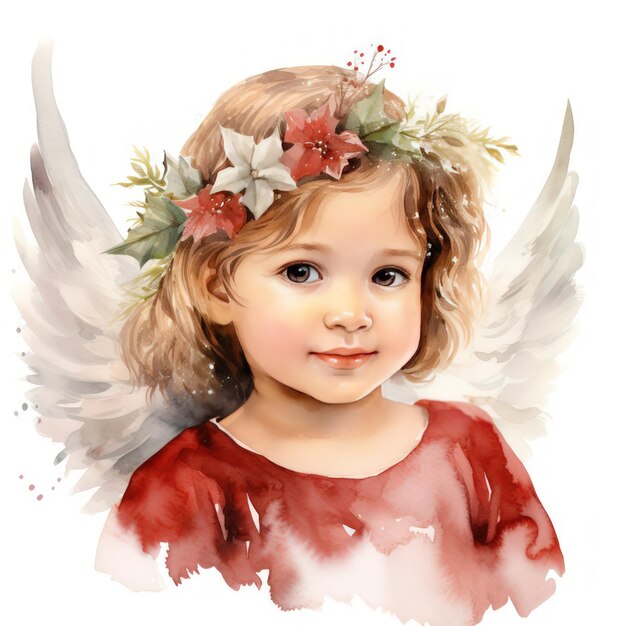 Die Unschuld der Jahreszeit in Weihnachten, Baby-Engel, fröhliche Feier, Aquarell-Clipart