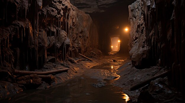 die unterirdische Mine mit einem wunderschönen Berg