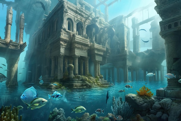 Die Unterwasserruinen der antiken Stadt Atlantis