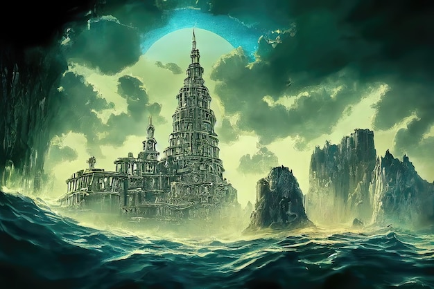 Die verlorene Stadt Atlantis unter Wasser Hintergrundbild