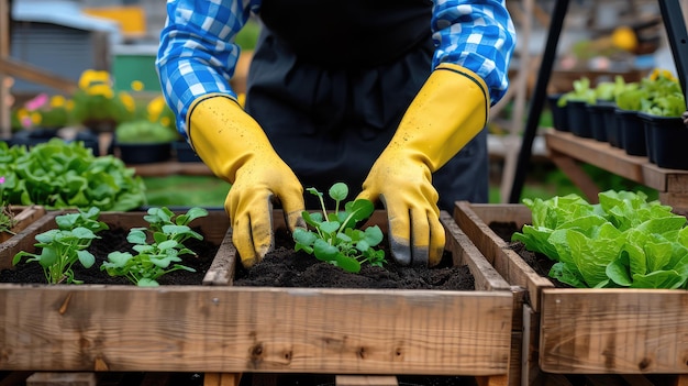 Die verwitterten Hände des älteren Mannes formen sorgfältig den Boden, während sein Garten zu einem malerischen