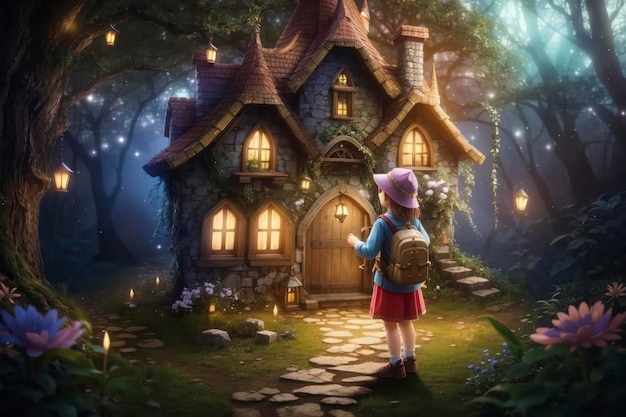 Die verzauberte Reise eines Kindes durch einen magischen Wald