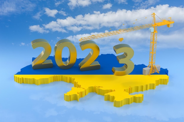 Die wachsende Ukraine entwickelt sich im Jahr 2023 3D-Rendering