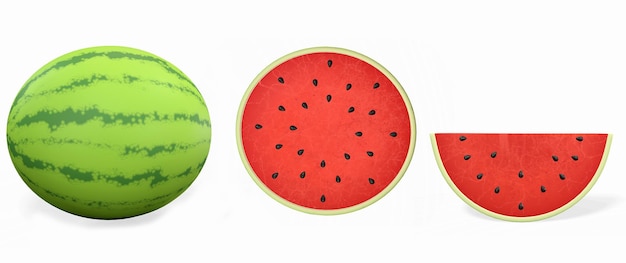 Die Wassermelone in verschiedenen Formen 3D-Rendering