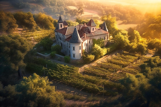 Die weitläufigen Weinberge und Schlösser der Weinregion Bordeaux in Frankreich bilden mit sanften Hügeln und charmanten Dörfern einen malerischen und romantischen Hintergrund für Sommerreisen