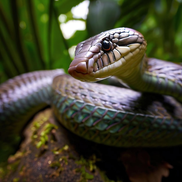 Die Western Green Mamba gleitet lautlos durch das Blattwerk