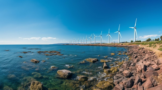 Die Windkraft wird von Offshore-Windturbinenparks zur Stromerzeugung genutzt