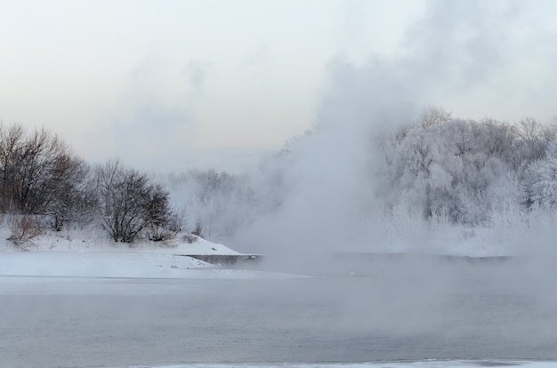 Die Winterlandschaft im Kolomenskoye-Park in Moskau