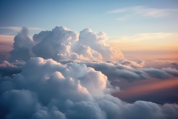 Die Wolken erscheinen bei Sonnenuntergang über einem Flugzeug