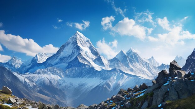 Die wunderbarsten bunten Berge kalten Himmels Tapete Bild Ai generierte Kunst