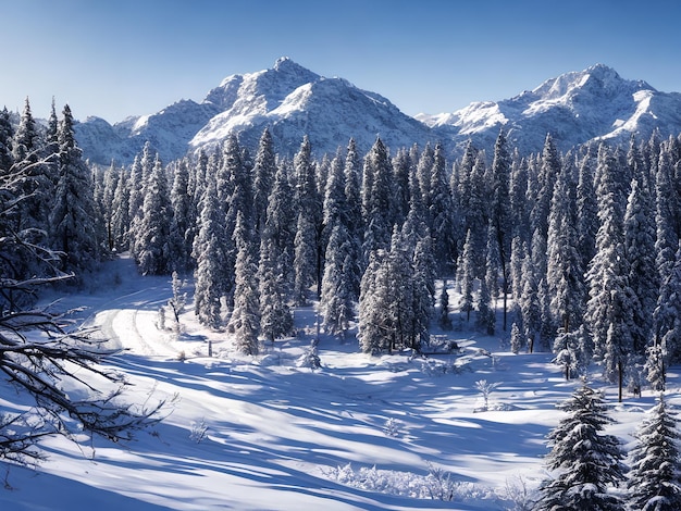 Die wunderschönen Berge werden von der Wintersaison mystifiziert.