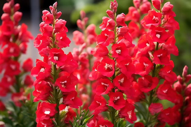 Die wunderschönen roten Snapdragonblumen im Garten