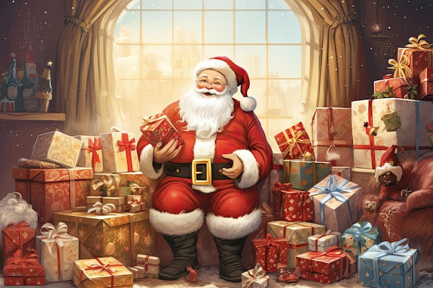 Foto die zeichentrickfigur des weihnachtsmanns merry christmas
