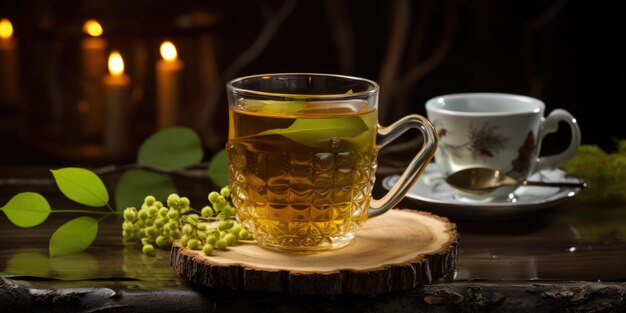 Die Zeit des Tees mit Birkenblättern
