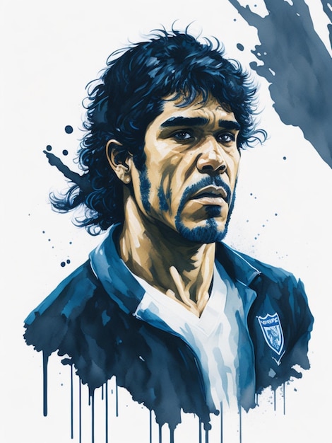 Diego Maradona-Aquarell