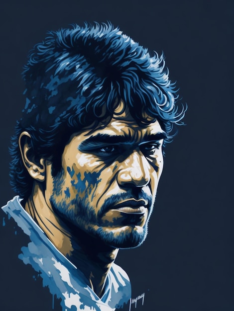 Diego Maradona-Aquarell