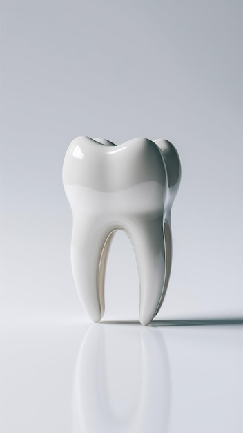 Diente blanco aislado en fondo blanco renderizado en 3D