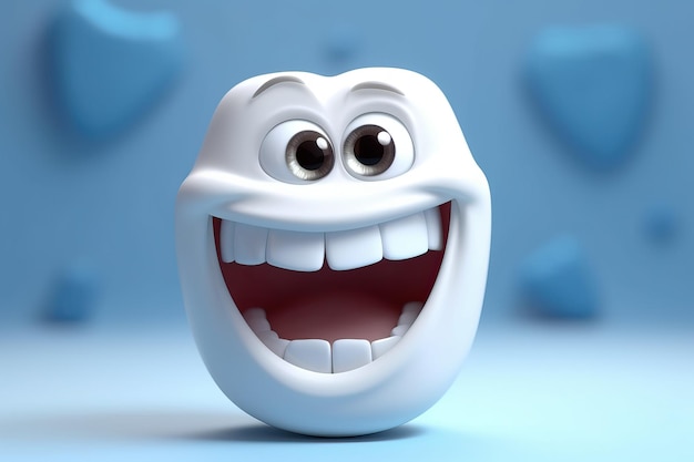 Diente blanco sonriente sosteniendo un cepillo de dientes ideal para niños educación en higiene dental IA generativa