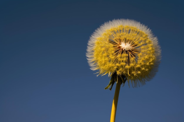 Diente de león contra el cielo azul sin nubes