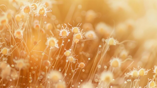 Los diente de león iluminados por el sol de cerca