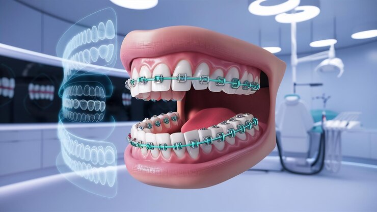 Foto dientes con ortodoncia 3d