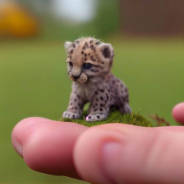 Dies ist ein niedlicher Mini-Tiger in der Größe eines Daumens mit einer verschwommenen generativen KI