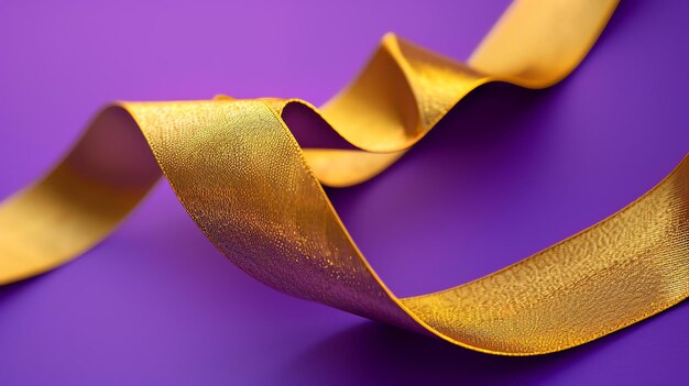 Dies ist ein royaltyfreies Bild von einem goldenen Band auf einem lila Hintergrund