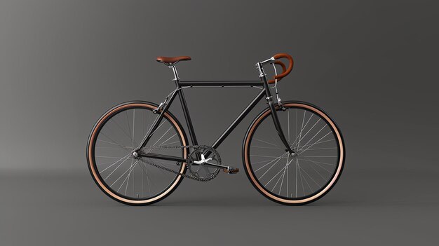 Foto dies ist ein schwarzes fahrrad mit braunem lenker und sitz. es ist ein einfaches, aber stilvolles design, das perfekt für pendeln oder reiten in der stadt ist.