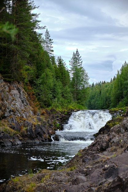 Dies ist ein Wasserfall KivachRepublik Karelien Russland