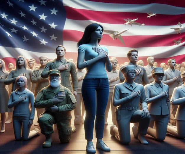 Diese 3D-Illustrationen wurden für verschiedene amerikanische Veranstaltungen hergestellt, darunter das Memorial Day-Event.