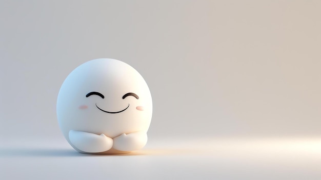 Diese entzückende 3D-Illustration zeigt eine niedliche und freundliche weiße Kreatur mit einem charmanten Lächeln