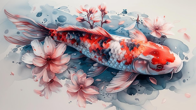 Diese Illustration ist eine moderne Koi-Fisch-Tattoo