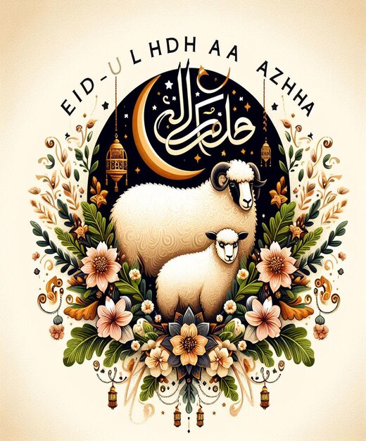 Foto diese illustration ist für das islamische ereignis eid ul adha geprägt.