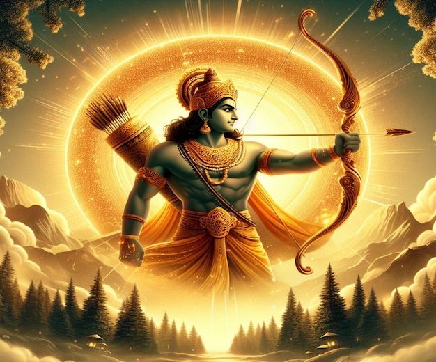 Diese Illustration wird für mythologische Ereignisse wie Ram Navami Janmashtami Dussehra generiert