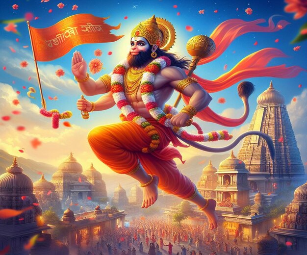 Diese Illustration wurde für das hinduistische mythologische Ereignis Hanuman Jayanti erstellt.