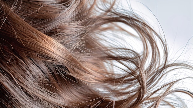 Diese Nahaufnahme zeigt eine Frau mit langen glänzenden Haaren, die anmutig fließt