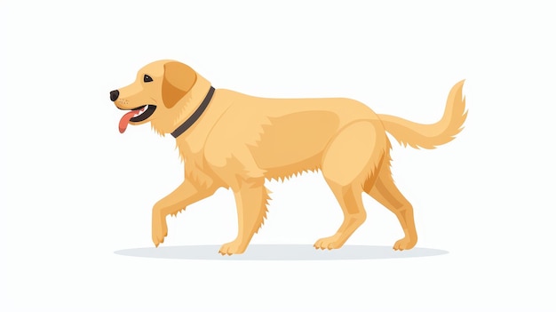 Diese niedliche Hundeschaufel-Illustration besteht aus einem Golden Retriever-Hündchen mit einem Kragen, der mit dem Schwanz nach oben geht. Es ist auf einem weißen Hintergrund isoliert und ist eine flache moderne Illustration.
